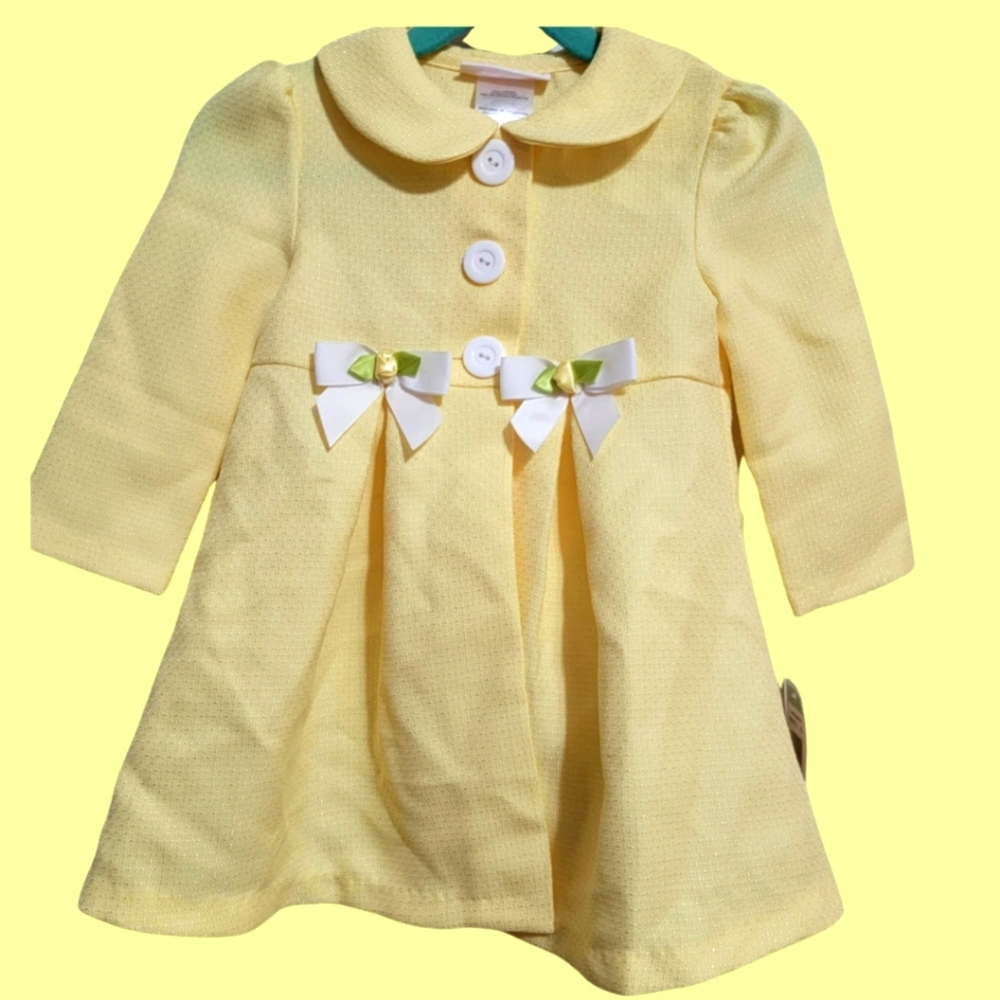 Bonnie Baby Spring Dress Coat Yellow Bows Holiday Size 18 Months